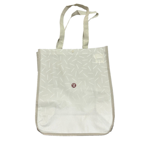 Lululemon Reusable Tote Beige Ombre Shopping Bag Medium Snap Closure Authentic - Picture 1 of 7